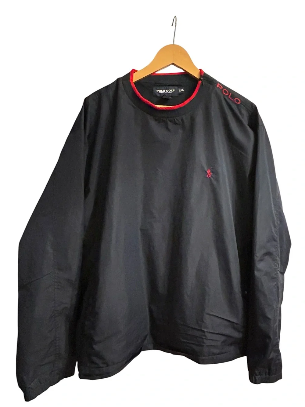 Vintage Polo Golf Ralph Lauren Navy Red Windbreaker Pullover Jacket Men’s XL